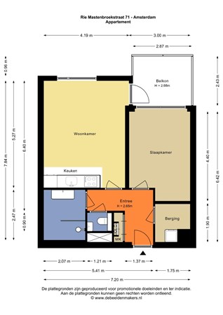 Floorplan - Rie Mastenbroekstraat 71, 1095 MJ Amsterdam